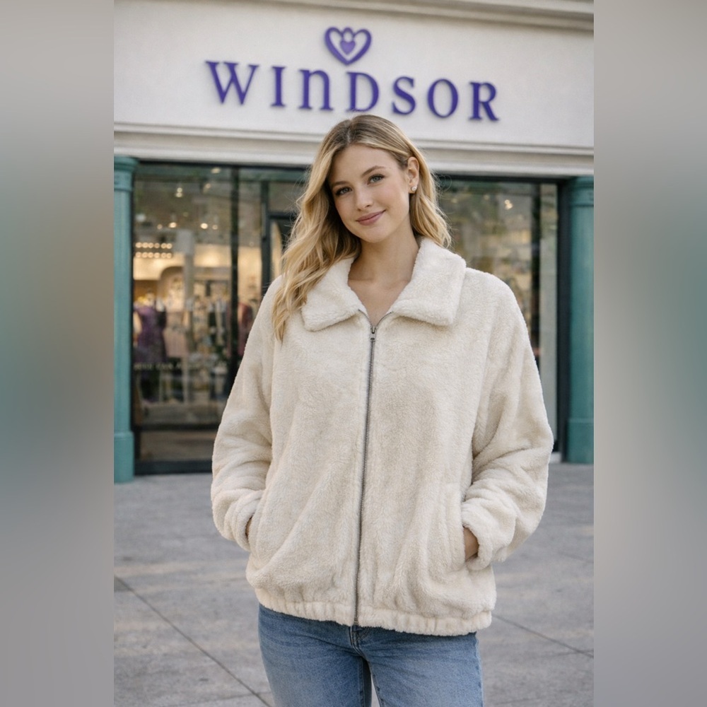 Windsor Cream zip up Teddy Jacket